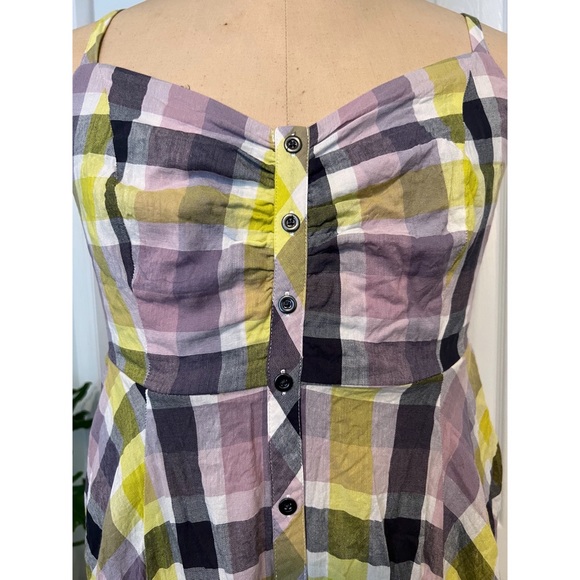 TORRID MULTI PLAID CHALLIS BUTTON FRONT MIDI DRESS SIZE 0 - Picture 2 of 10